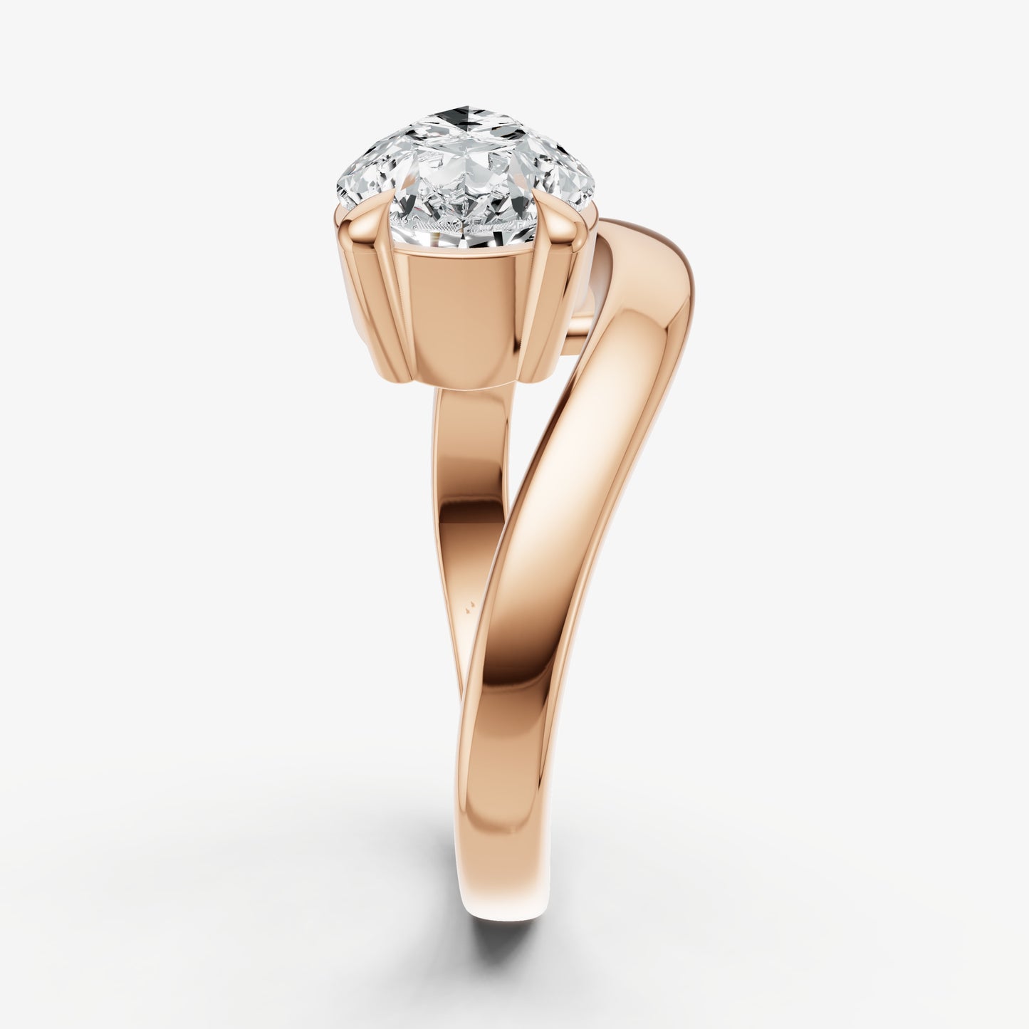 Pear Curved Band Solitaire Engagement Ring