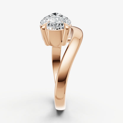 Pear Curved Band Solitaire Engagement Ring