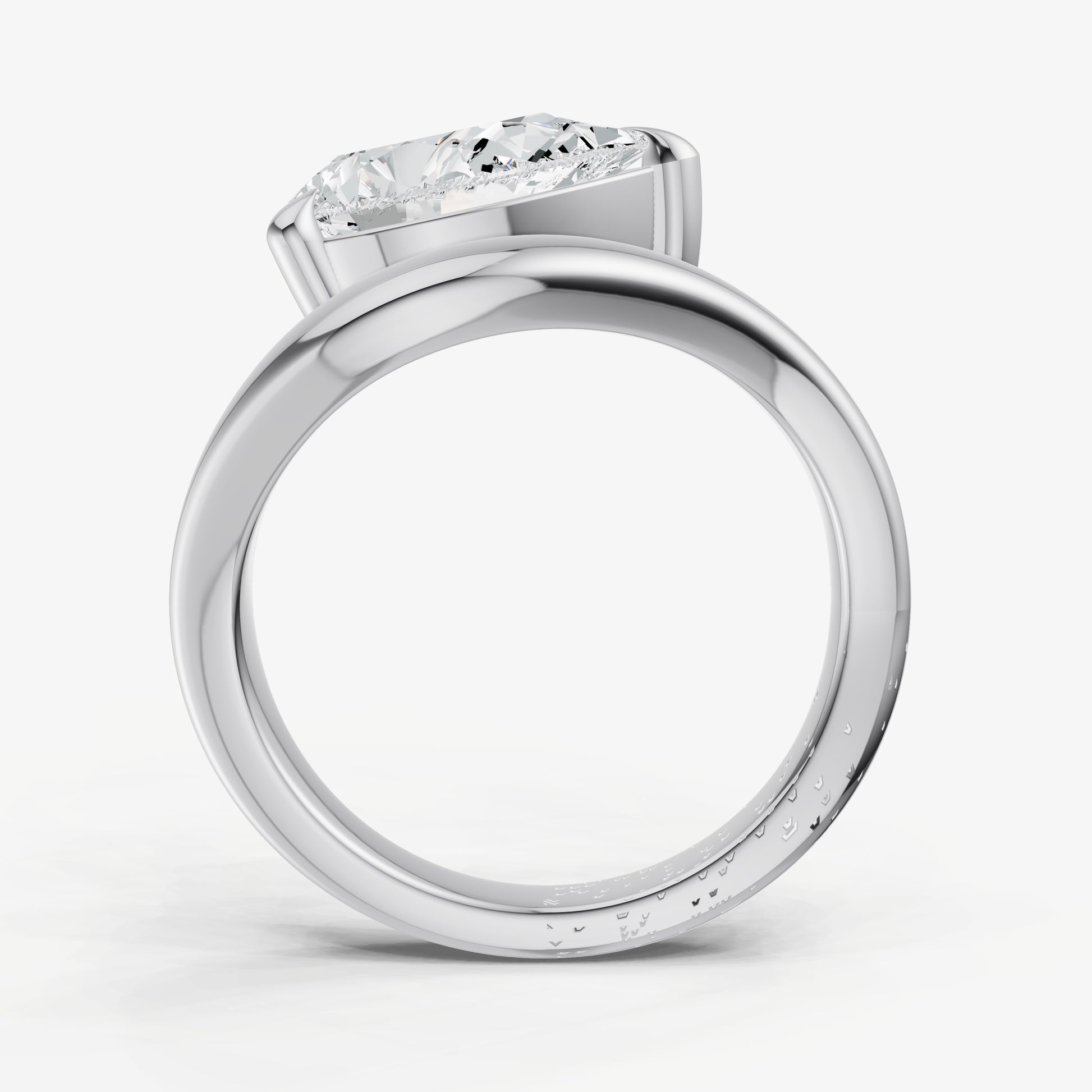 Pear Curved Band Solitaire Engagement Ring