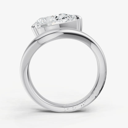 Pear Curved Band Solitaire Engagement Ring