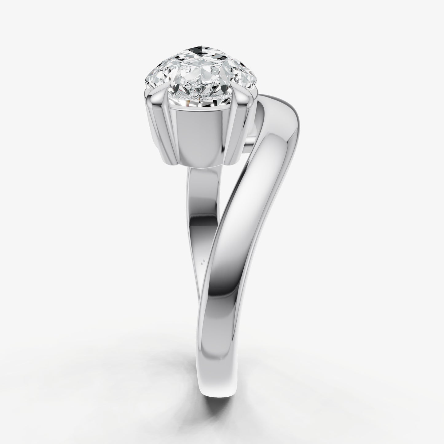Pear Curved Band Solitaire Engagement Ring