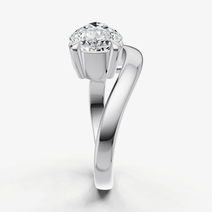 Pear Curved Band Solitaire Engagement Ring