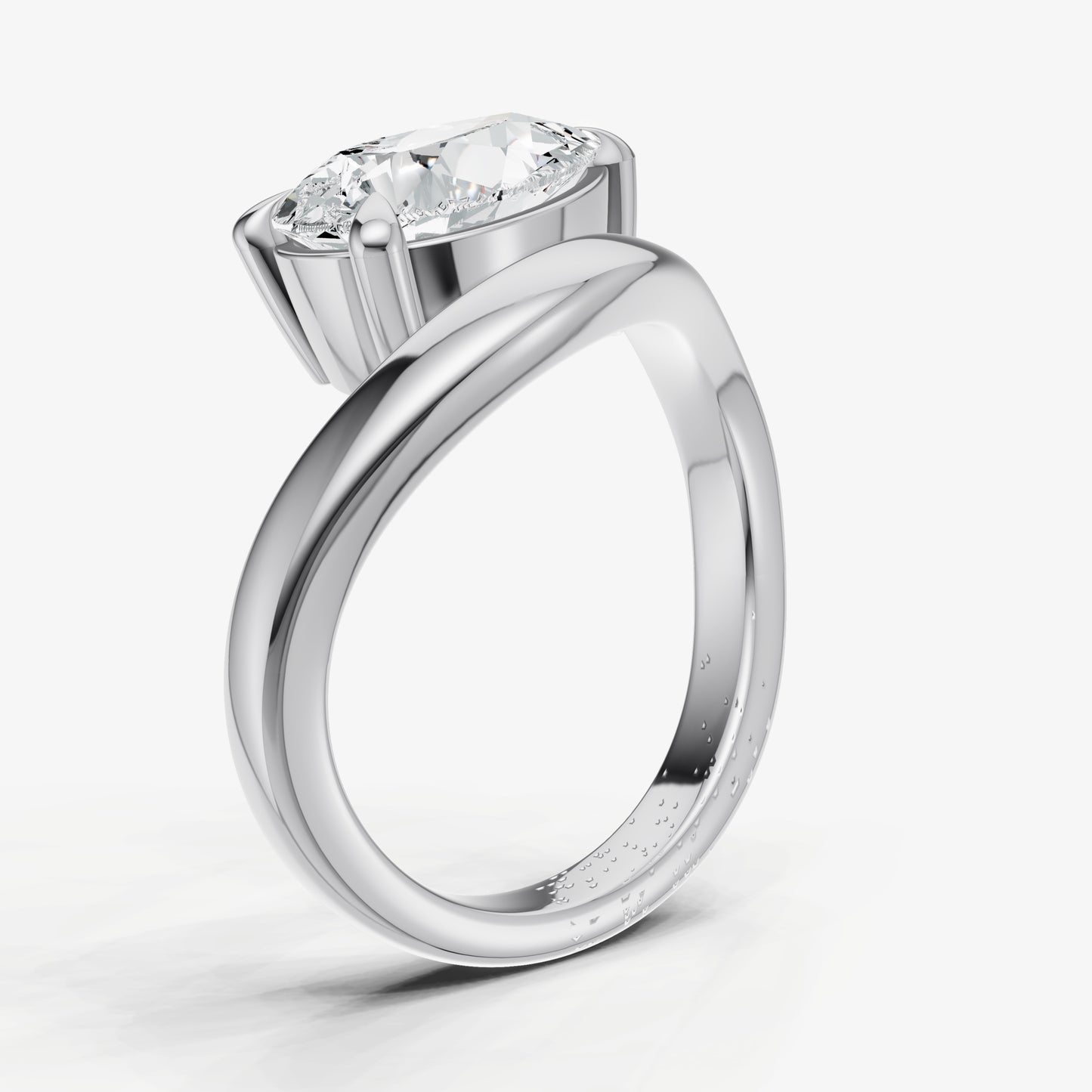 Pear Curved Band Solitaire Engagement Ring
