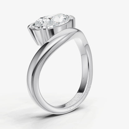 Pear Curved Band Solitaire Engagement Ring