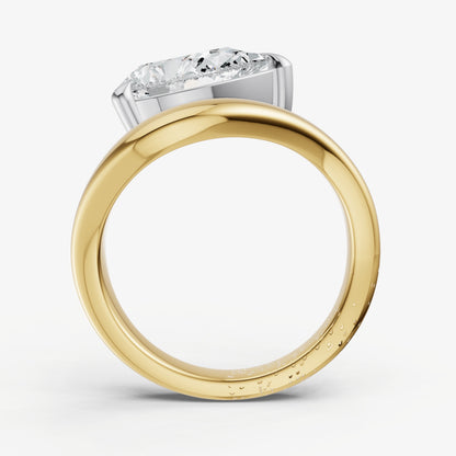 Pear Curved Band Solitaire Engagement Ring