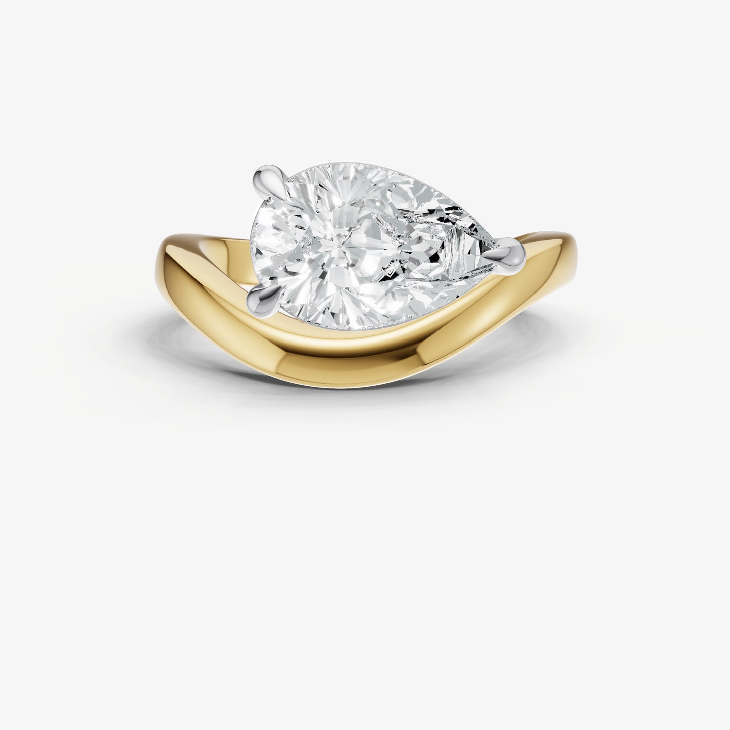 Pear Curved Band Solitaire Engagement Ring