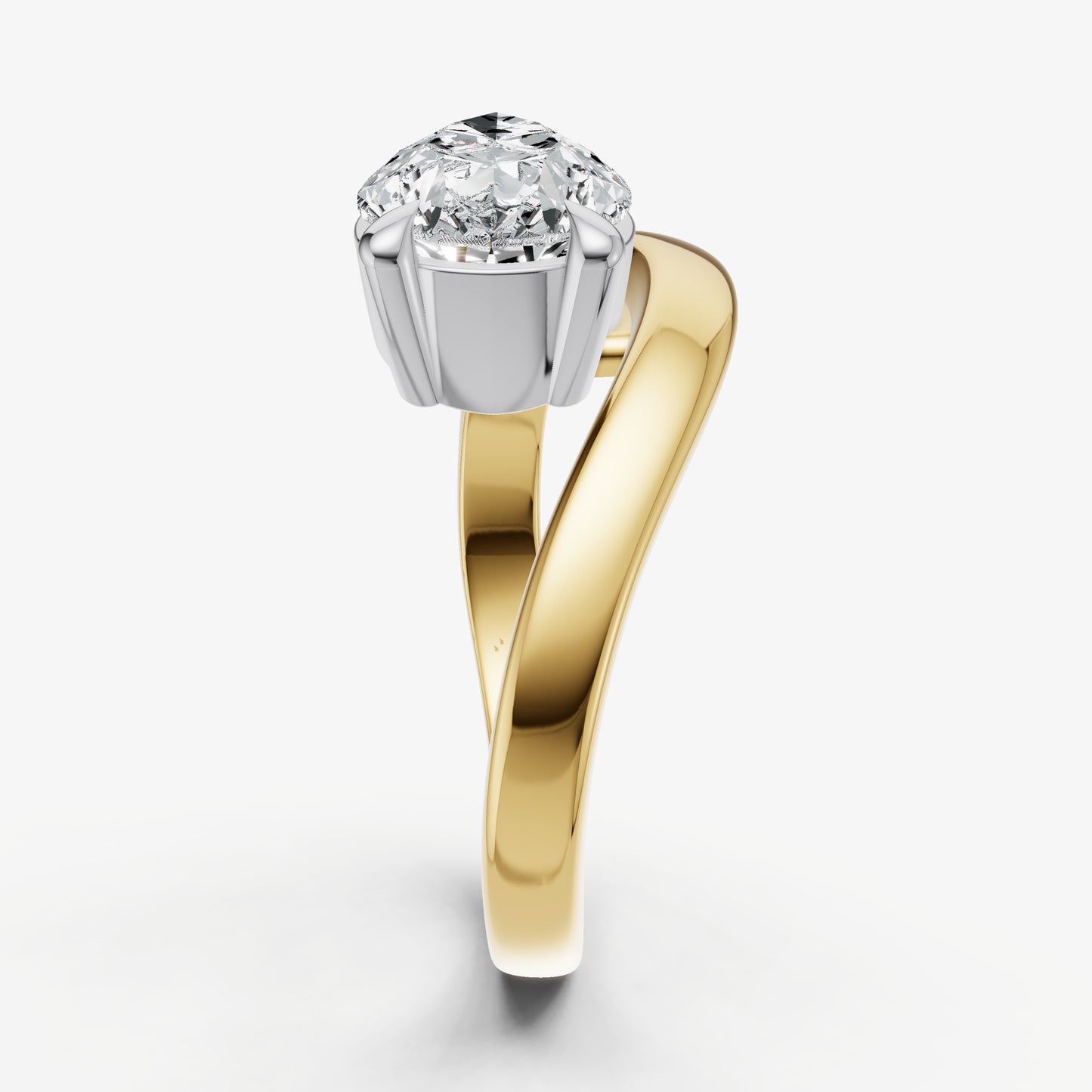 Pear Curved Band Solitaire Engagement Ring