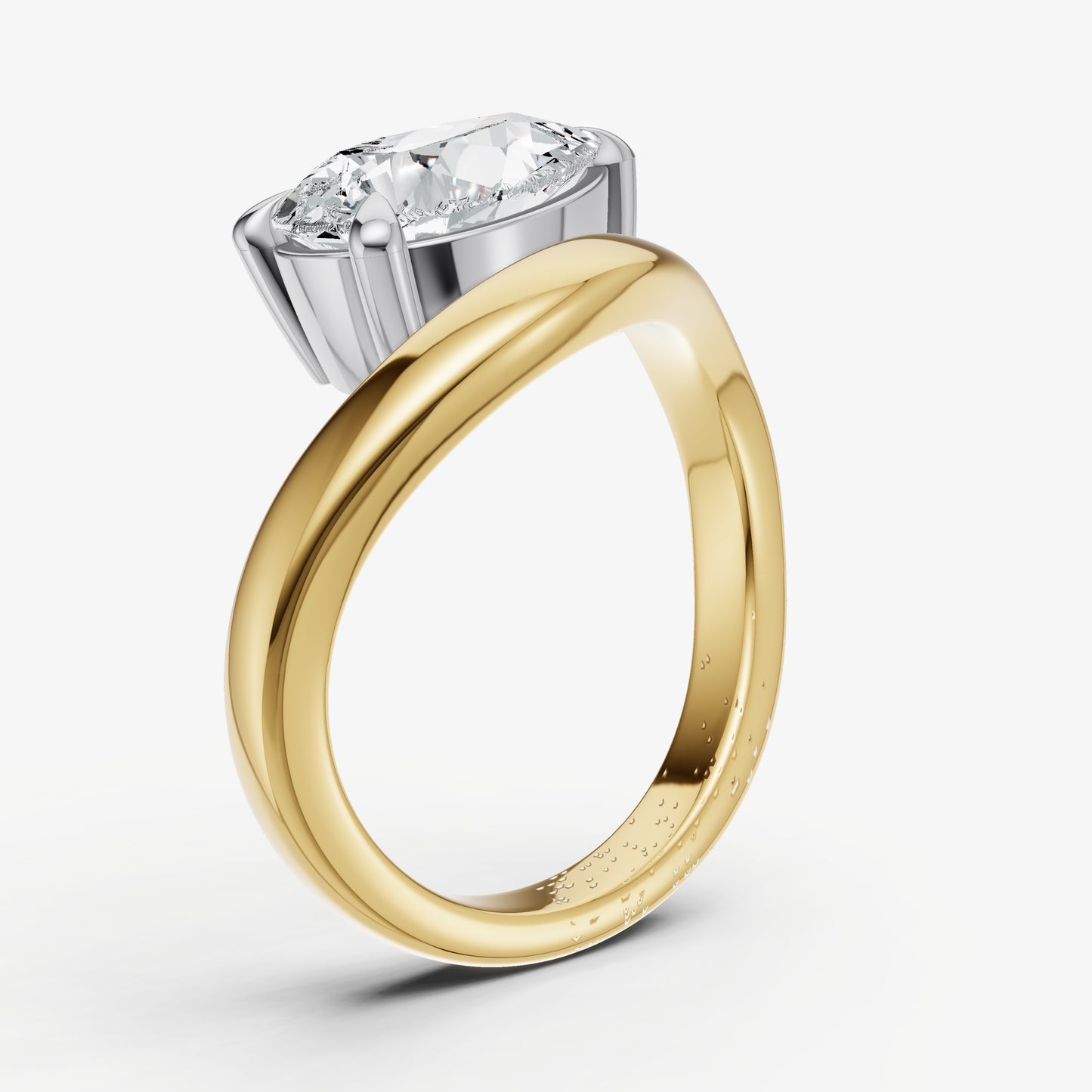 Pear Curved Band Solitaire Engagement Ring