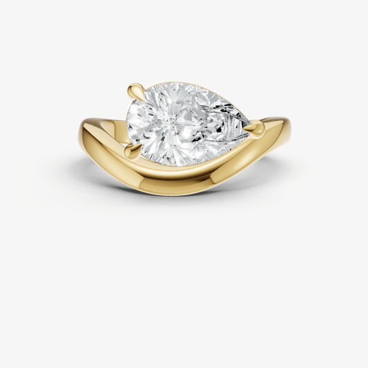 Pear Curved Band Solitaire Engagement Ring