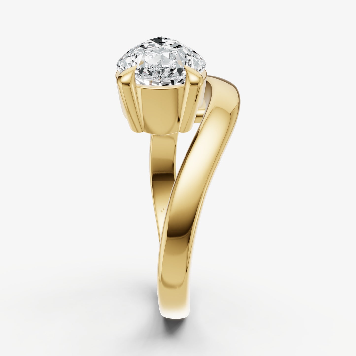 Pear Curved Band Solitaire Engagement Ring