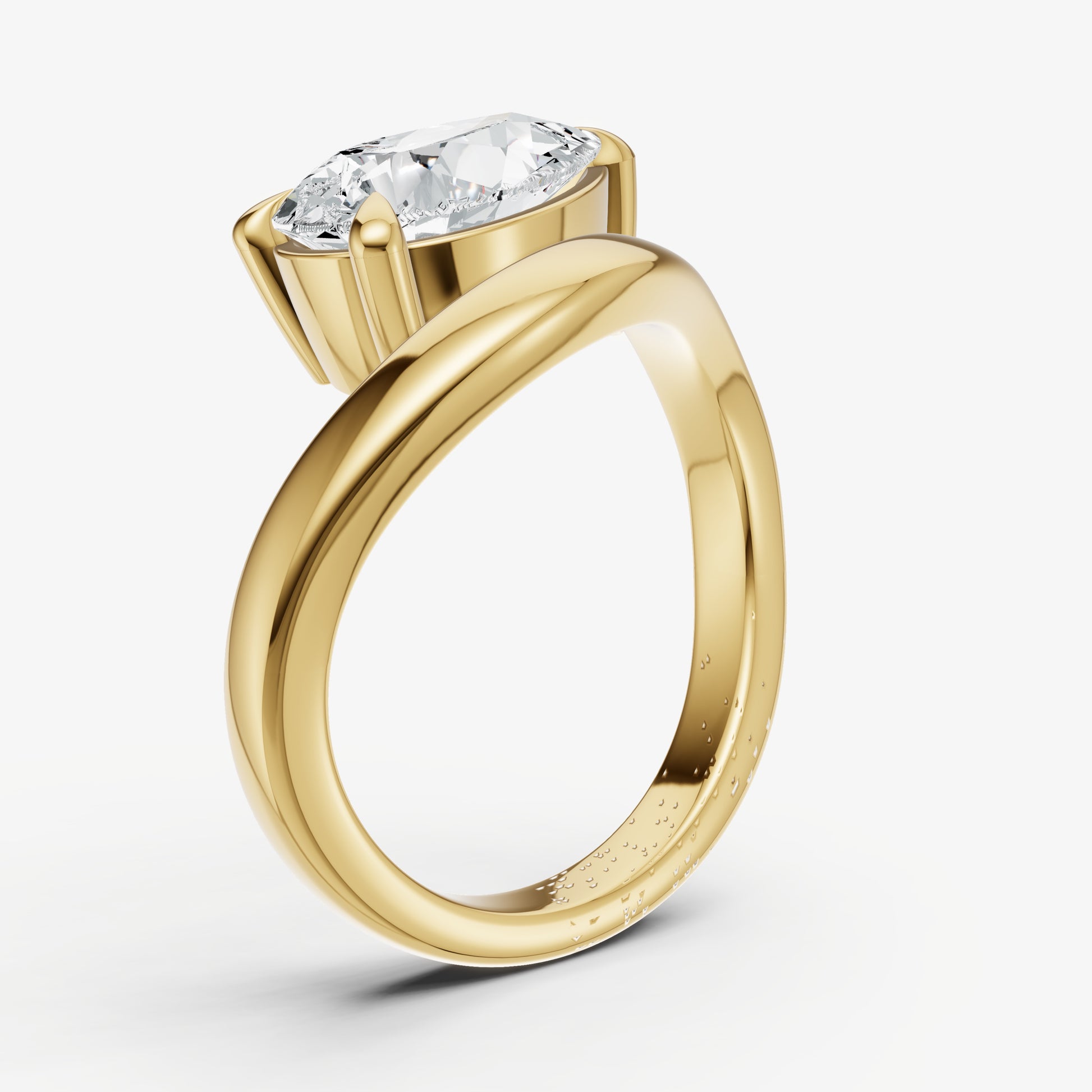 Pear Curved Band Solitaire Engagement Ring