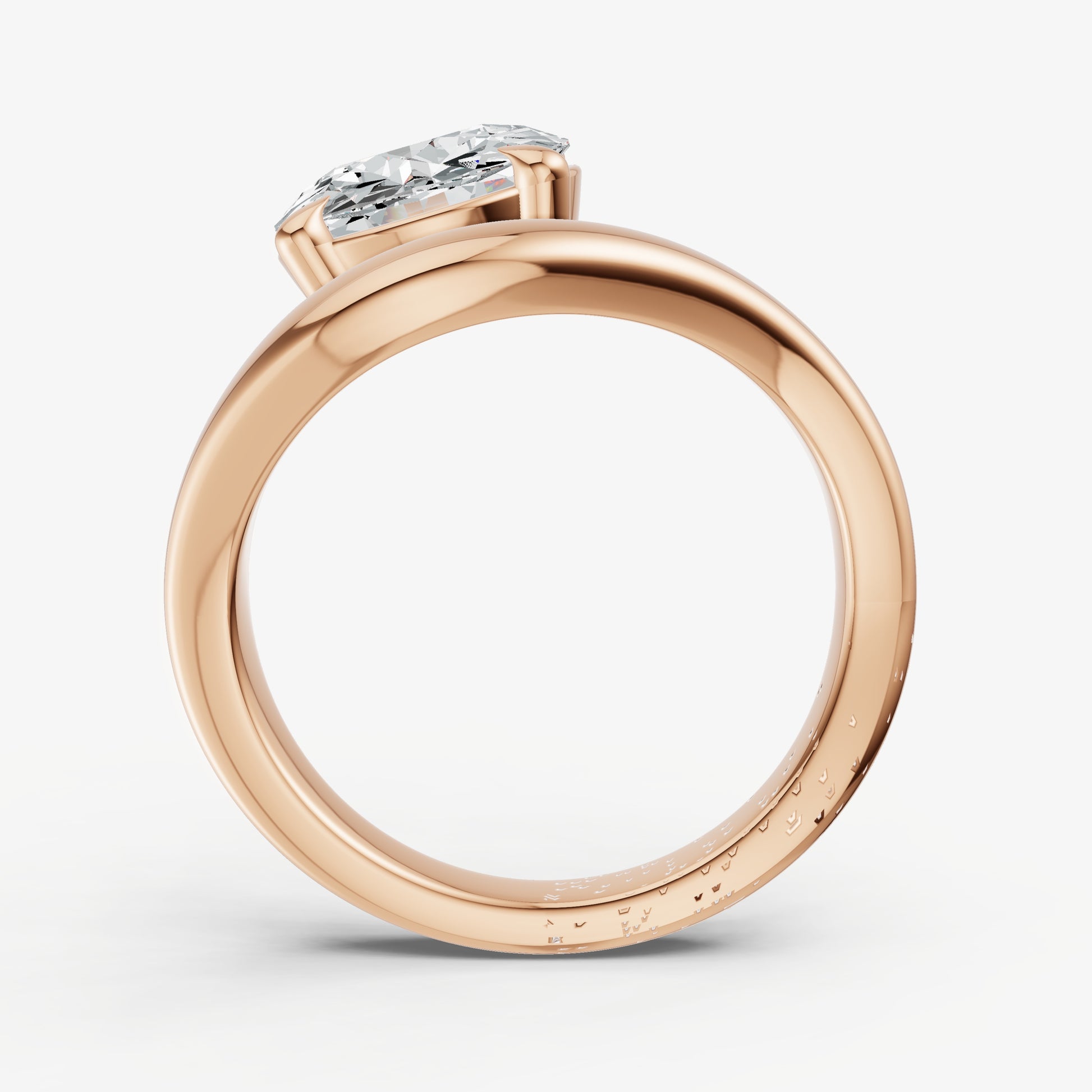 Round Curved Band Solitaire Engagement Ring
