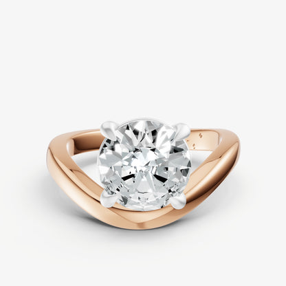 Round Curved Band Solitaire Engagement Ring