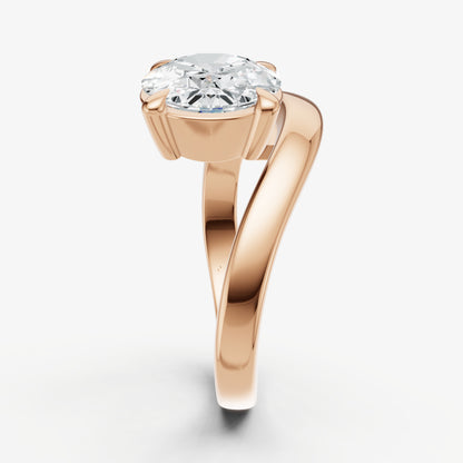 Round Curved Band Solitaire Engagement Ring