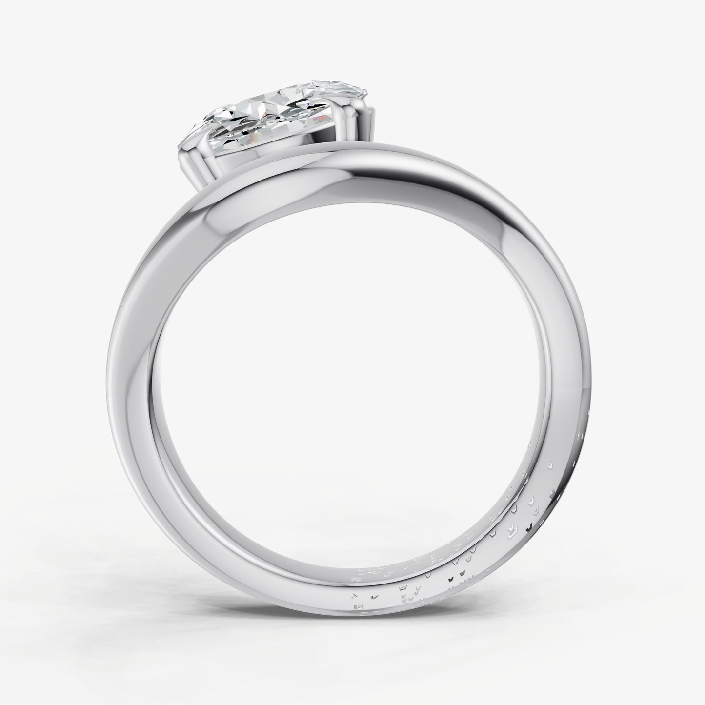 Round Curved Band Solitaire Engagement Ring