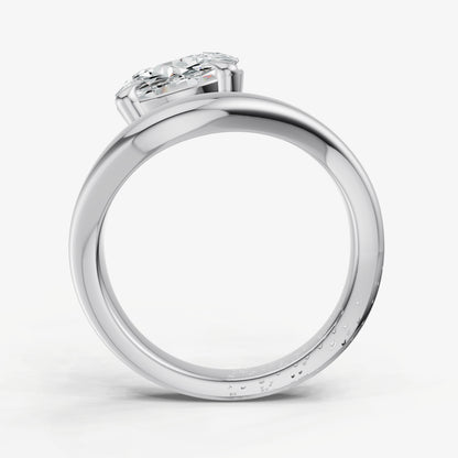 Round Curved Band Solitaire Engagement Ring