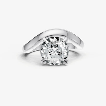 Round Curved Band Solitaire Engagement Ring