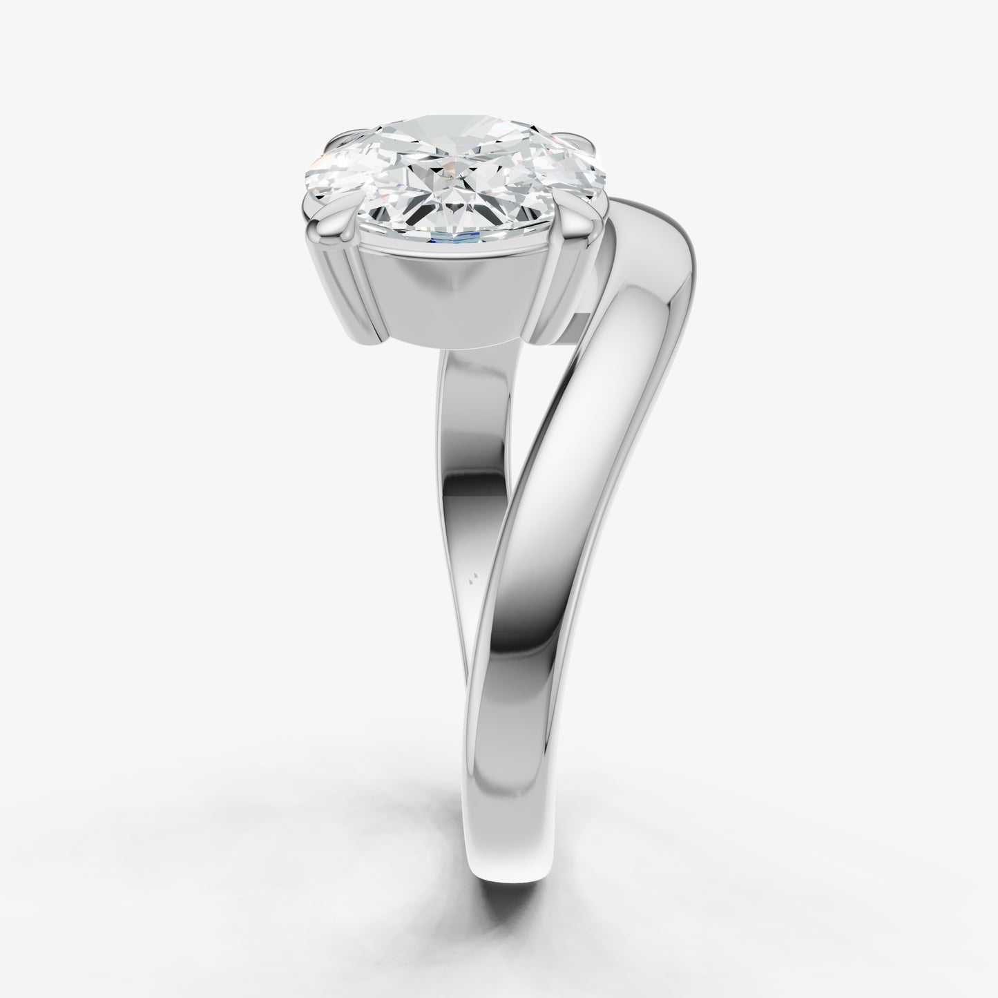 Round Curved Band Solitaire Engagement Ring