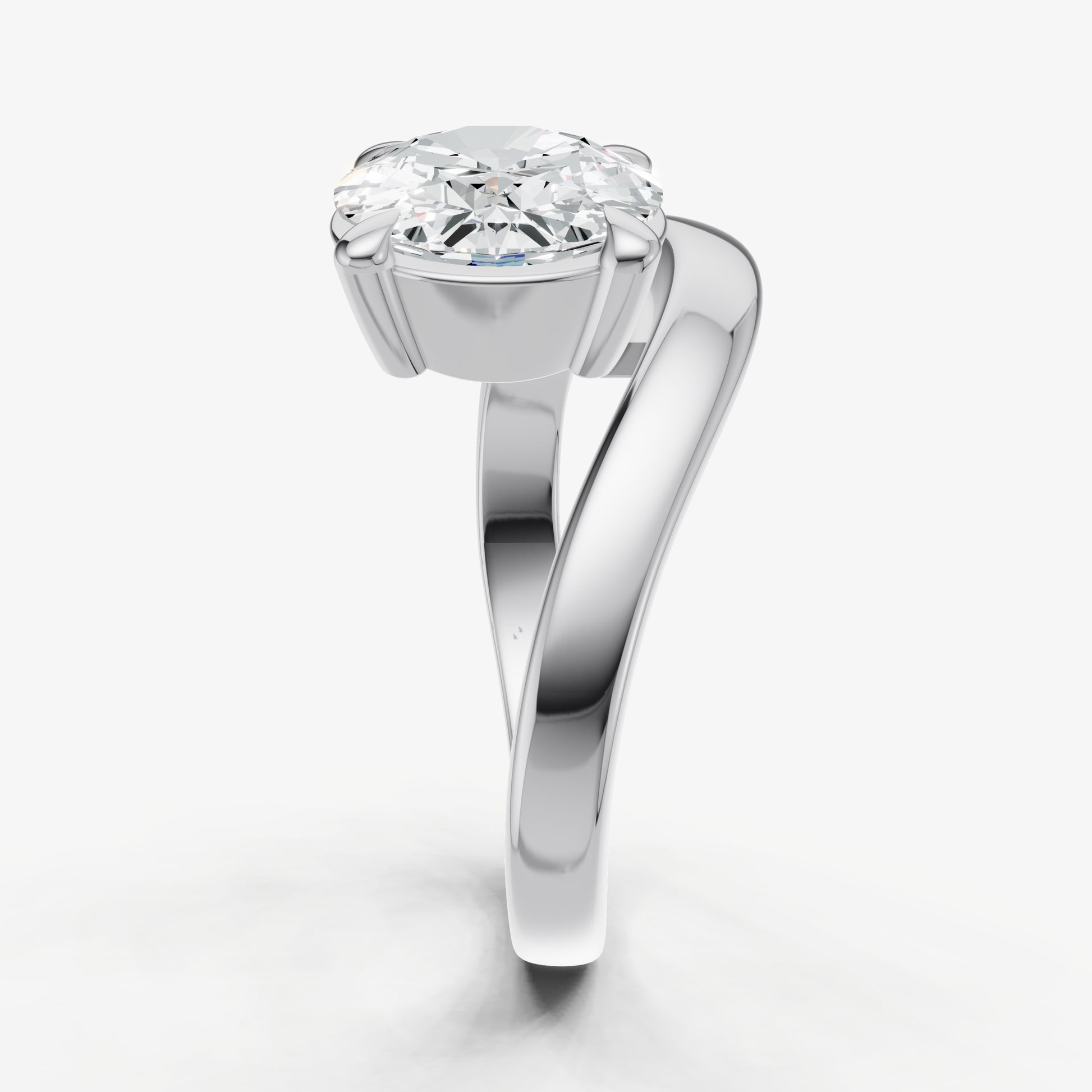 Round Curved Band Solitaire Engagement Ring