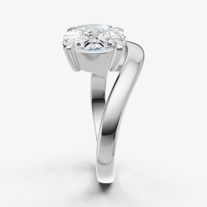 Round Curved Band Solitaire Engagement Ring