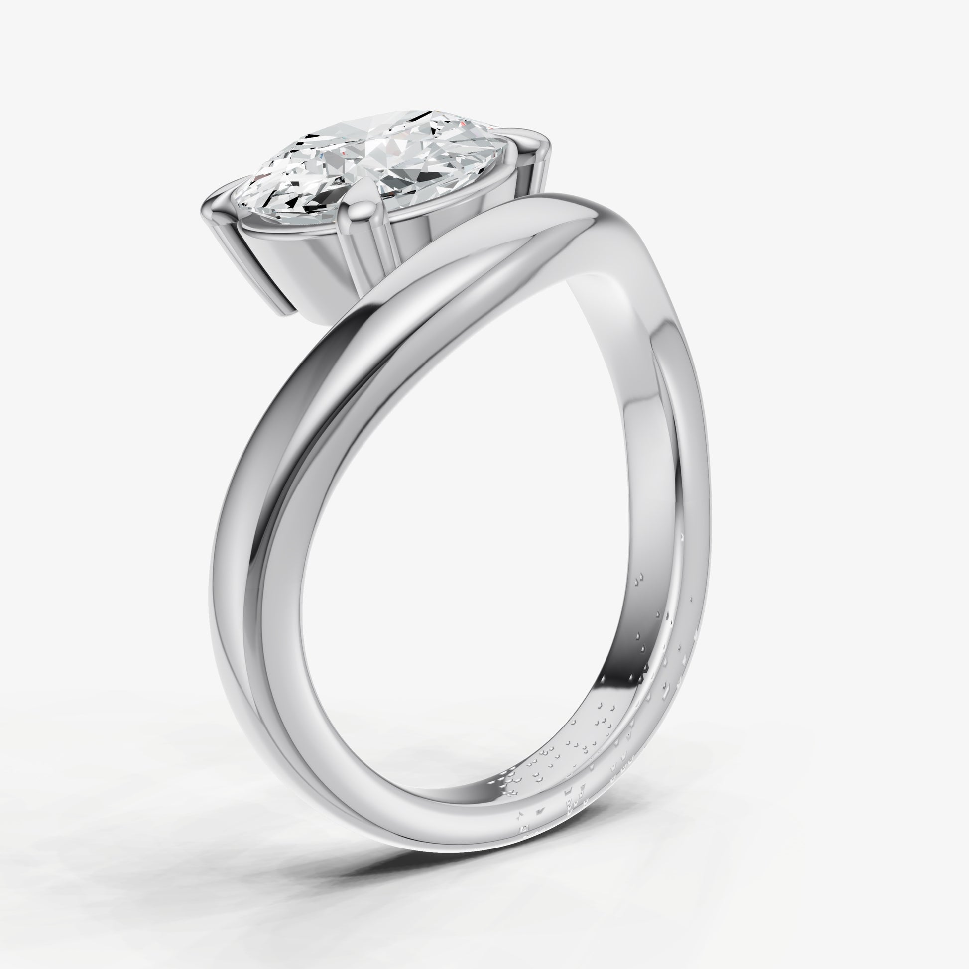 Round Curved Band Solitaire Engagement Ring