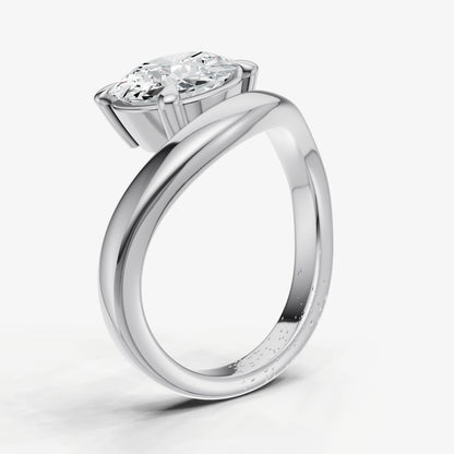 Round Curved Band Solitaire Engagement Ring