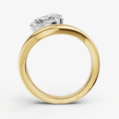 Round Curved Band Solitaire Engagement Ring