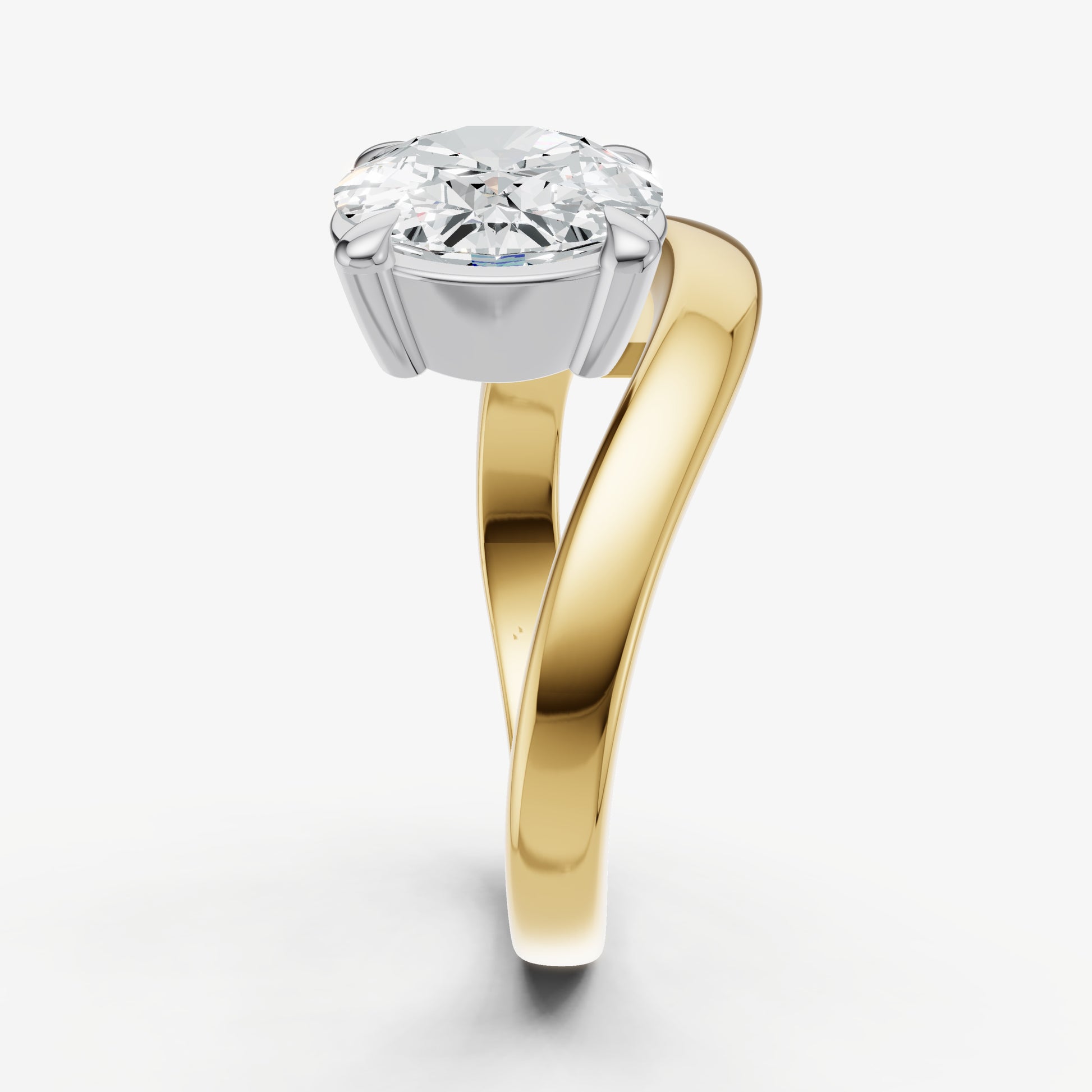 Round Curved Band Solitaire Engagement Ring