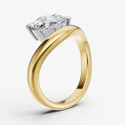 Round Curved Band Solitaire Engagement Ring