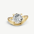 Round Curved Band Solitaire Engagement Ring