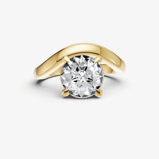 Round Curved Band Solitaire Engagement Ring