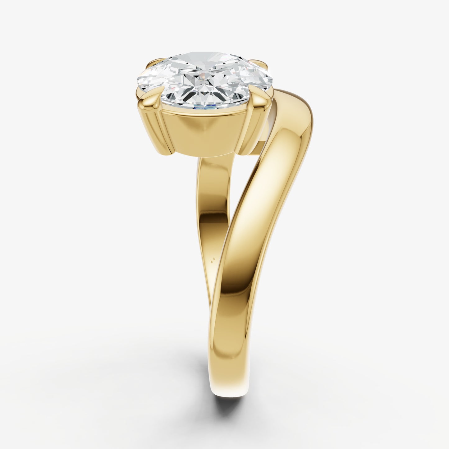 Round Curved Band Solitaire Engagement Ring