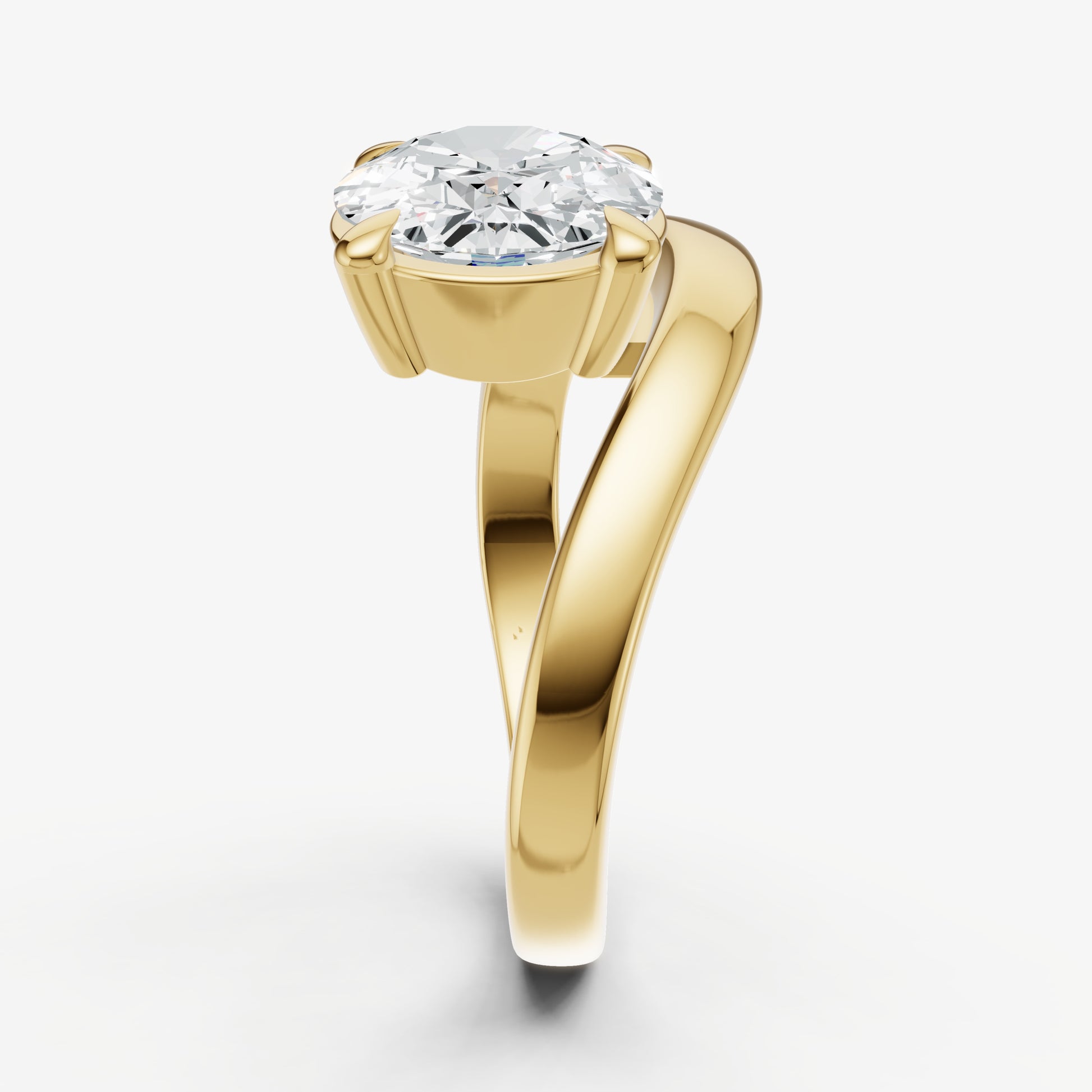 Round Curved Band Solitaire Engagement Ring