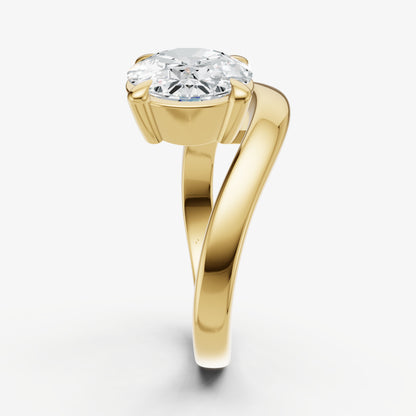 Round Curved Band Solitaire Engagement Ring