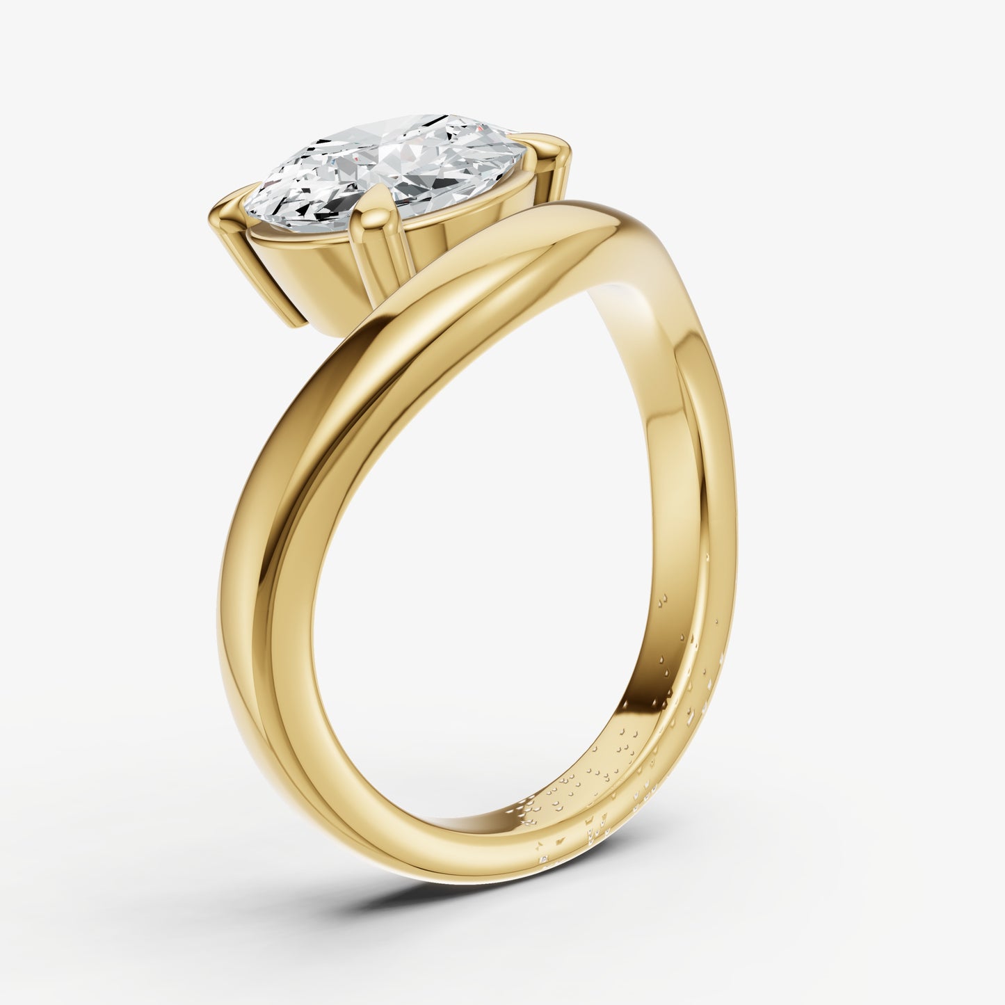 Round Curved Band Solitaire Engagement Ring