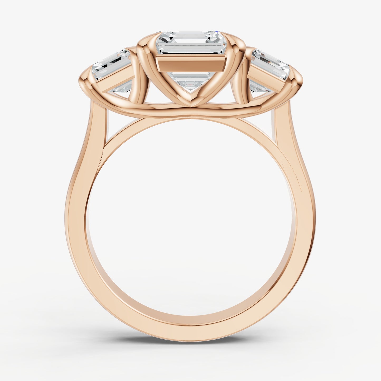 Asscher Trellis Three-Stone Engagement Ring with 0.80ct Side Stones