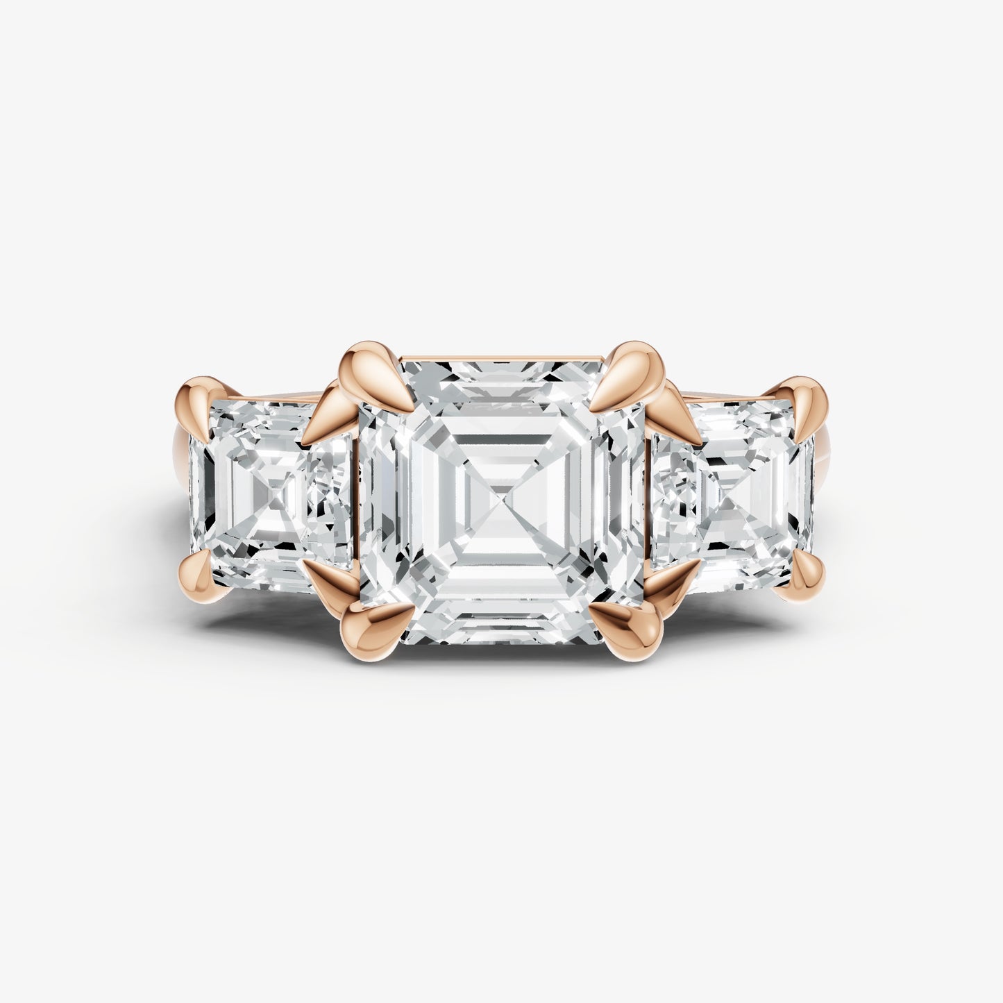 Asscher Trellis Three-Stone Engagement Ring with 0.80ct Side Stones