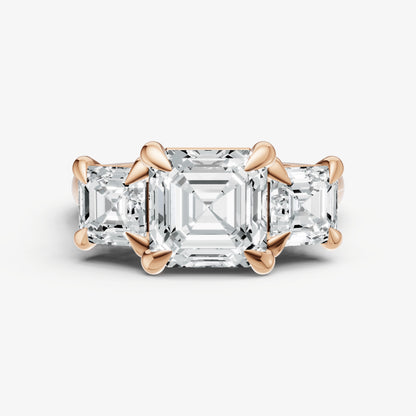 Asscher Trellis Three-Stone Engagement Ring with 0.80ct Side Stones