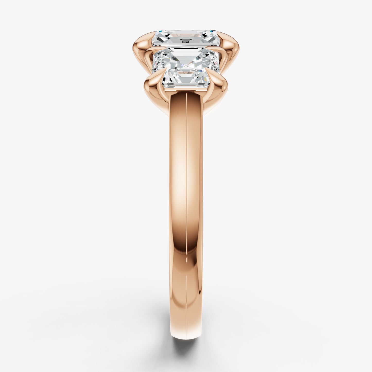 Asscher Trellis Three-Stone Engagement Ring with 0.80ct Side Stones