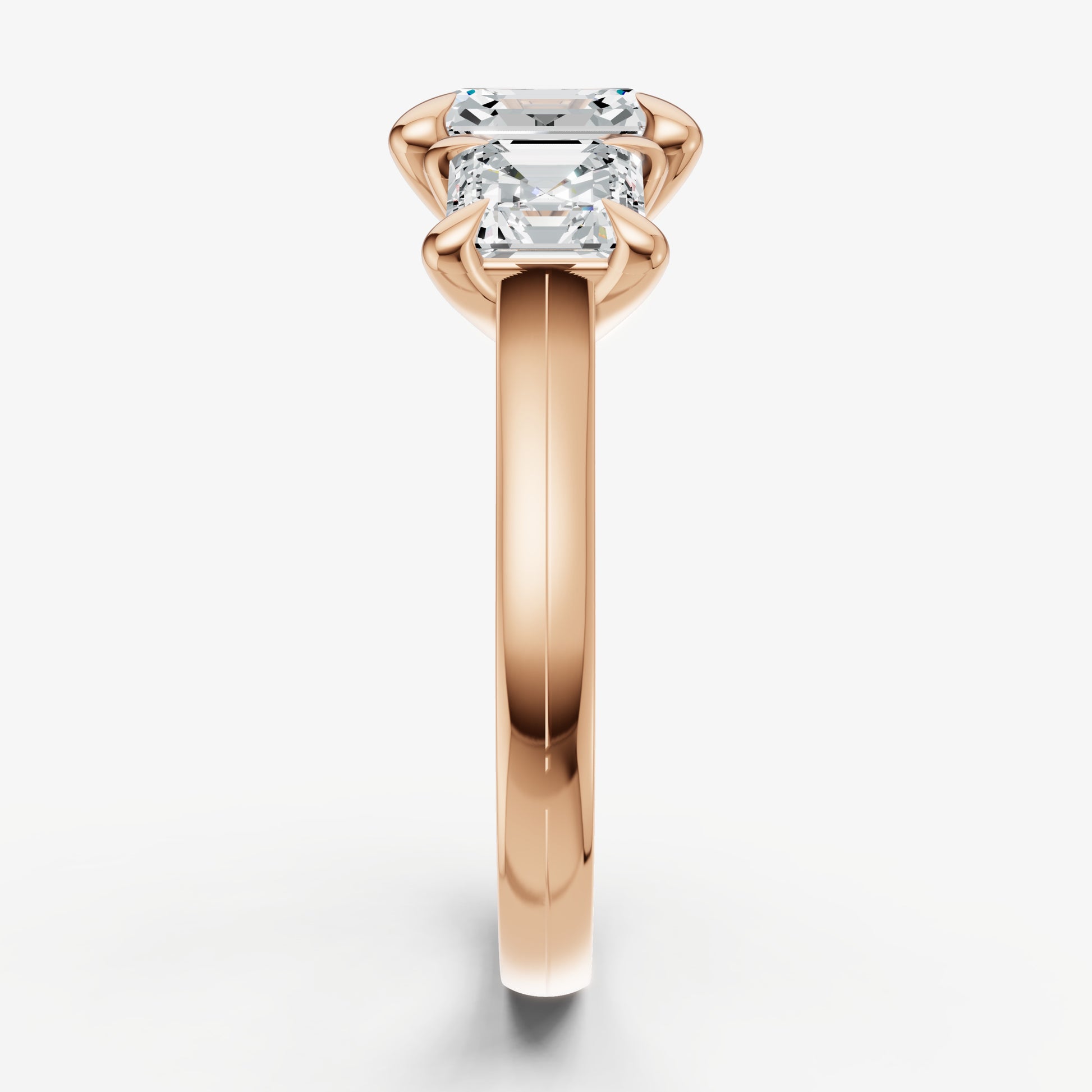 Asscher Trellis Three-Stone Engagement Ring with 0.80ct Side Stones