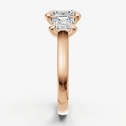 Asscher Trellis Three-Stone Engagement Ring with 0.80ct Side Stones