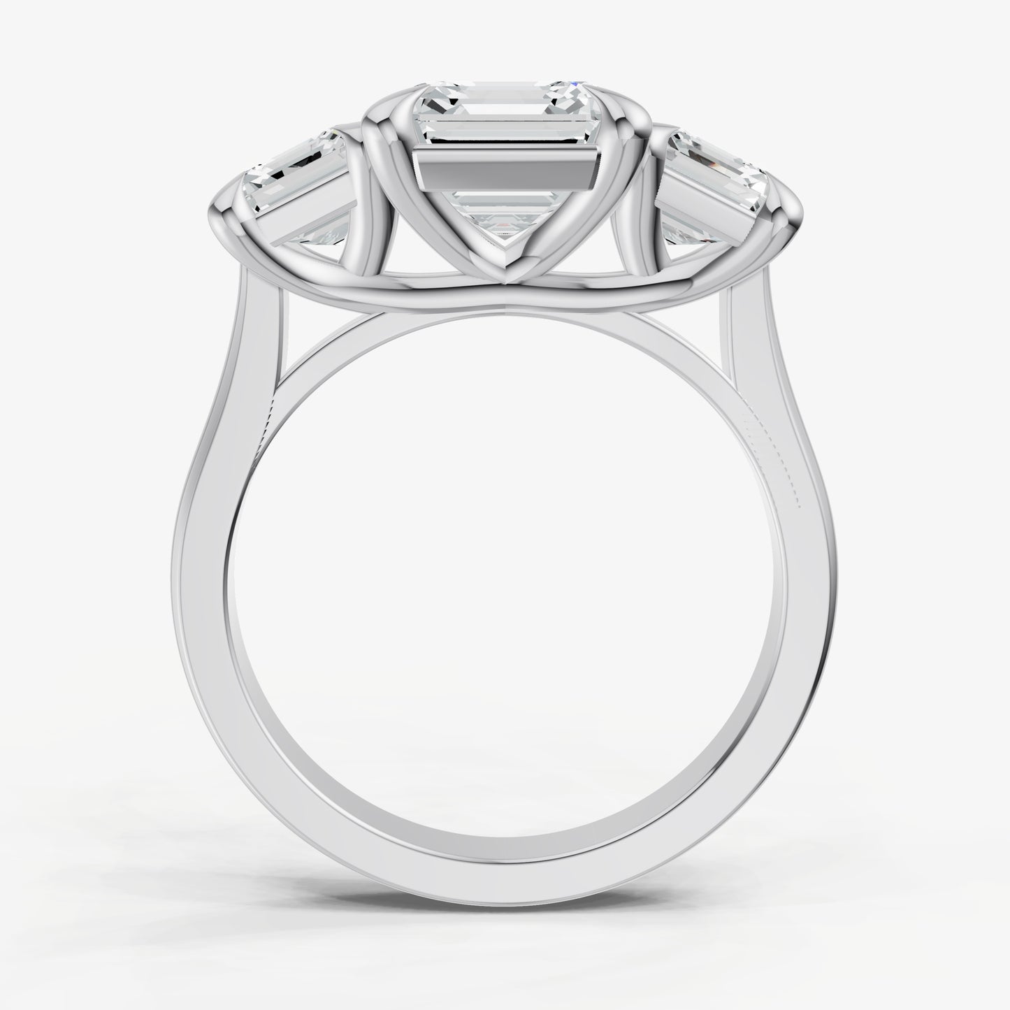 Asscher Trellis Three-Stone Engagement Ring with 0.80ct Side Stones