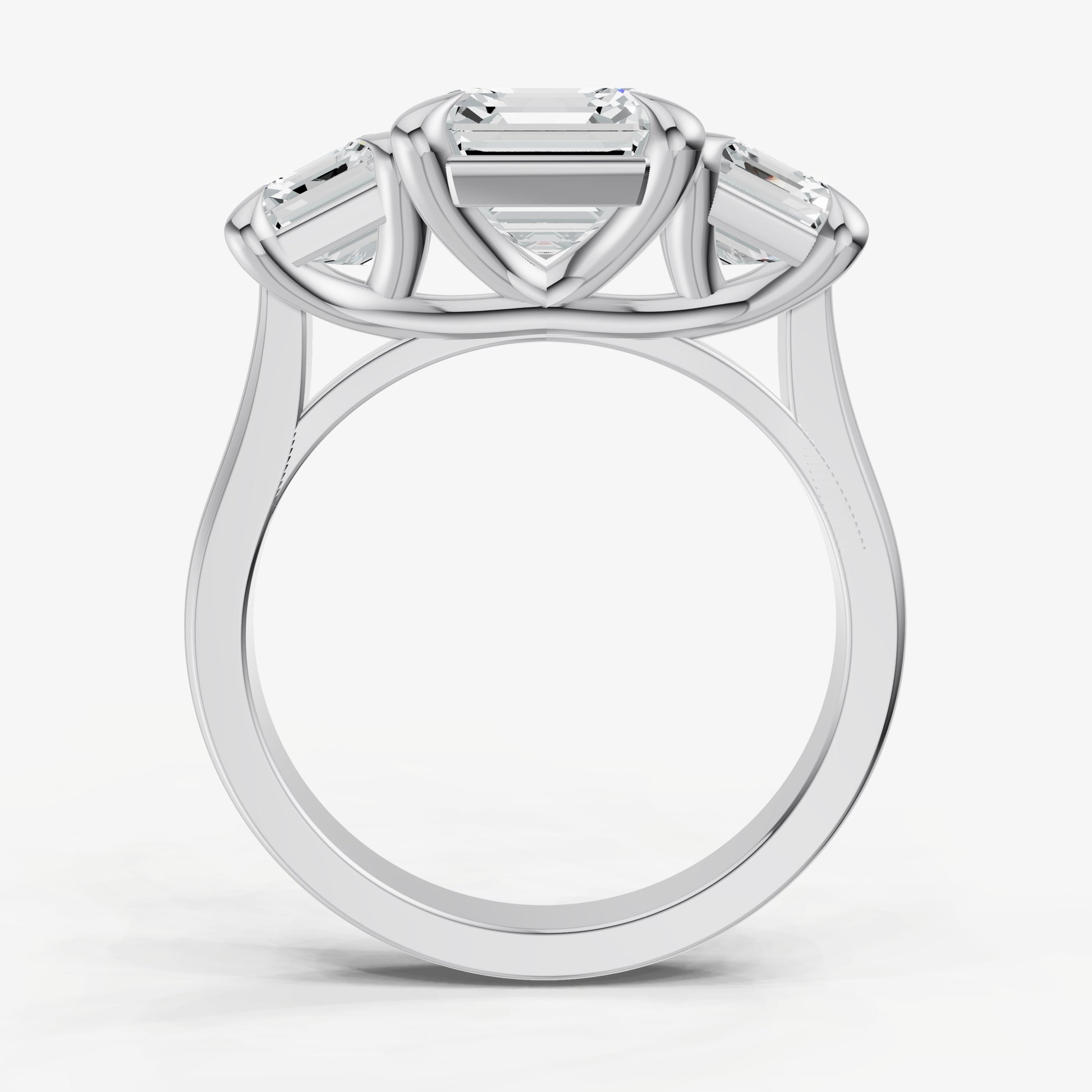 Asscher Trellis Three-Stone Engagement Ring with 0.80ct Side Stones