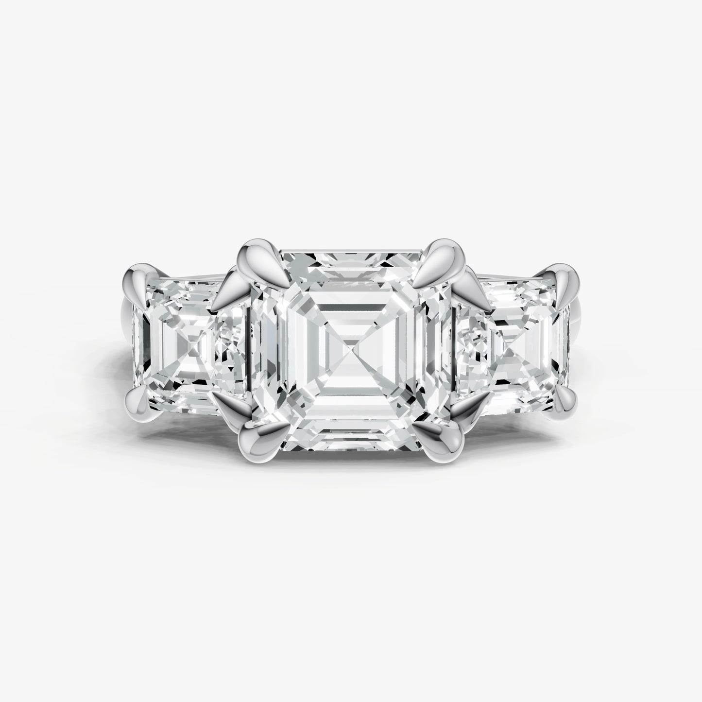 Asscher Trellis Three-Stone Engagement Ring with 0.80ct Side Stones