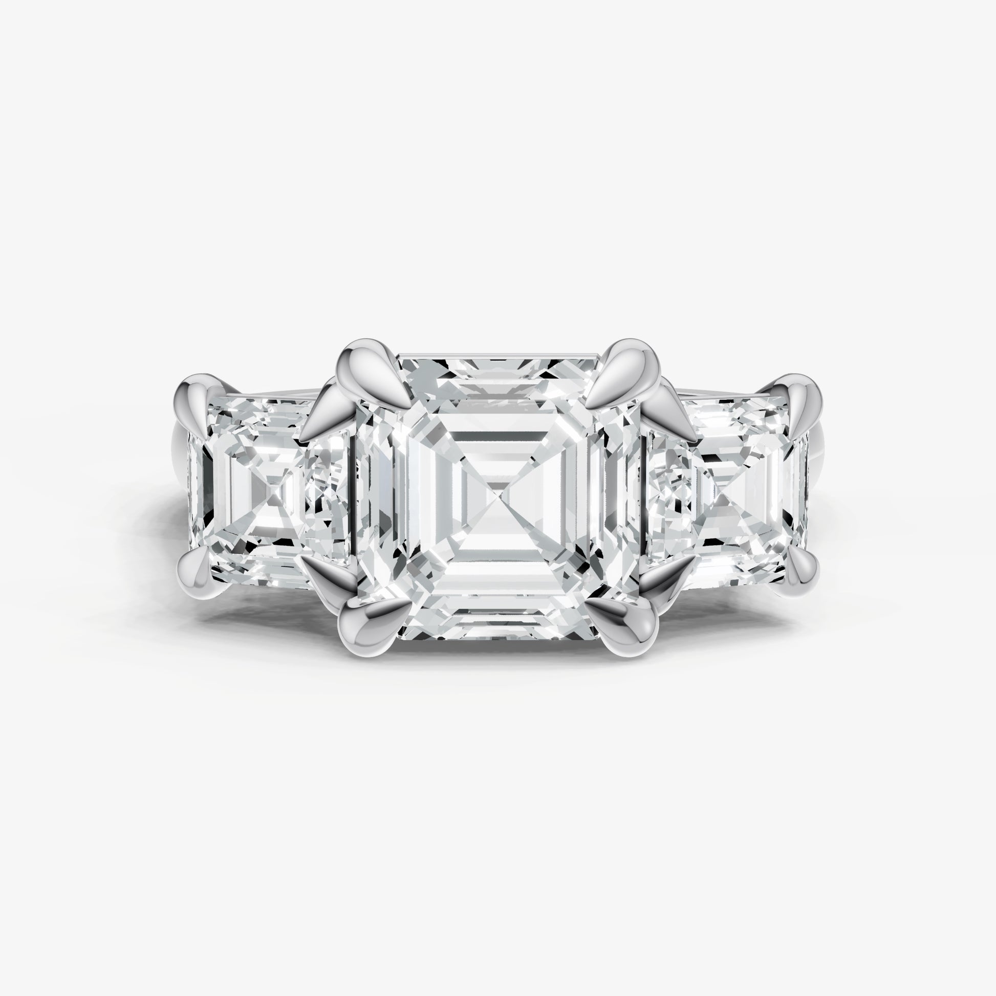 Asscher Trellis Three-Stone Engagement Ring with 0.80ct Side Stones