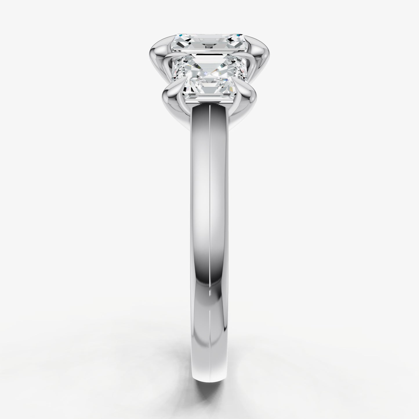 Asscher Trellis Three-Stone Engagement Ring with 0.80ct Side Stones