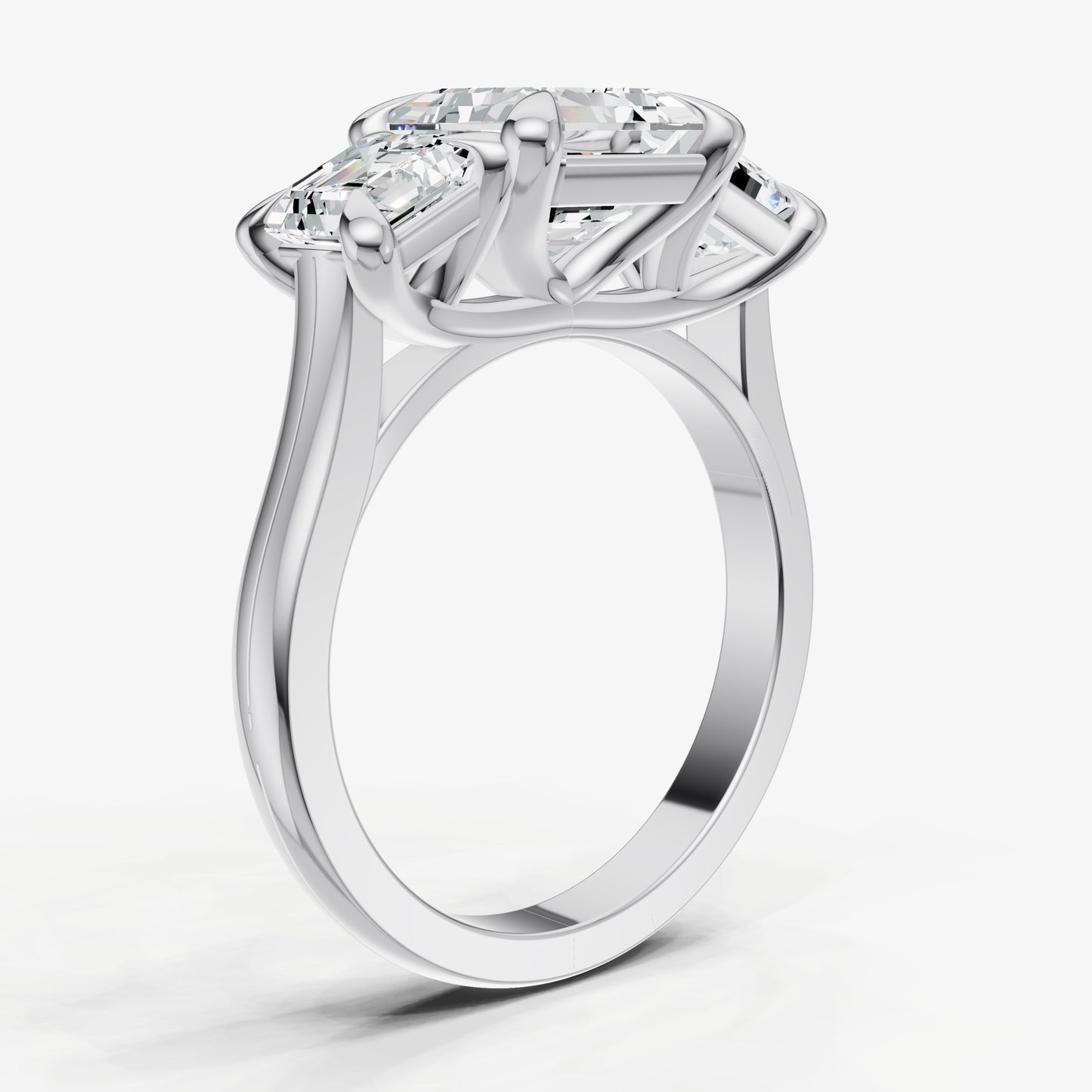 Asscher Trellis Three-Stone Engagement Ring with 0.80ct Side Stones