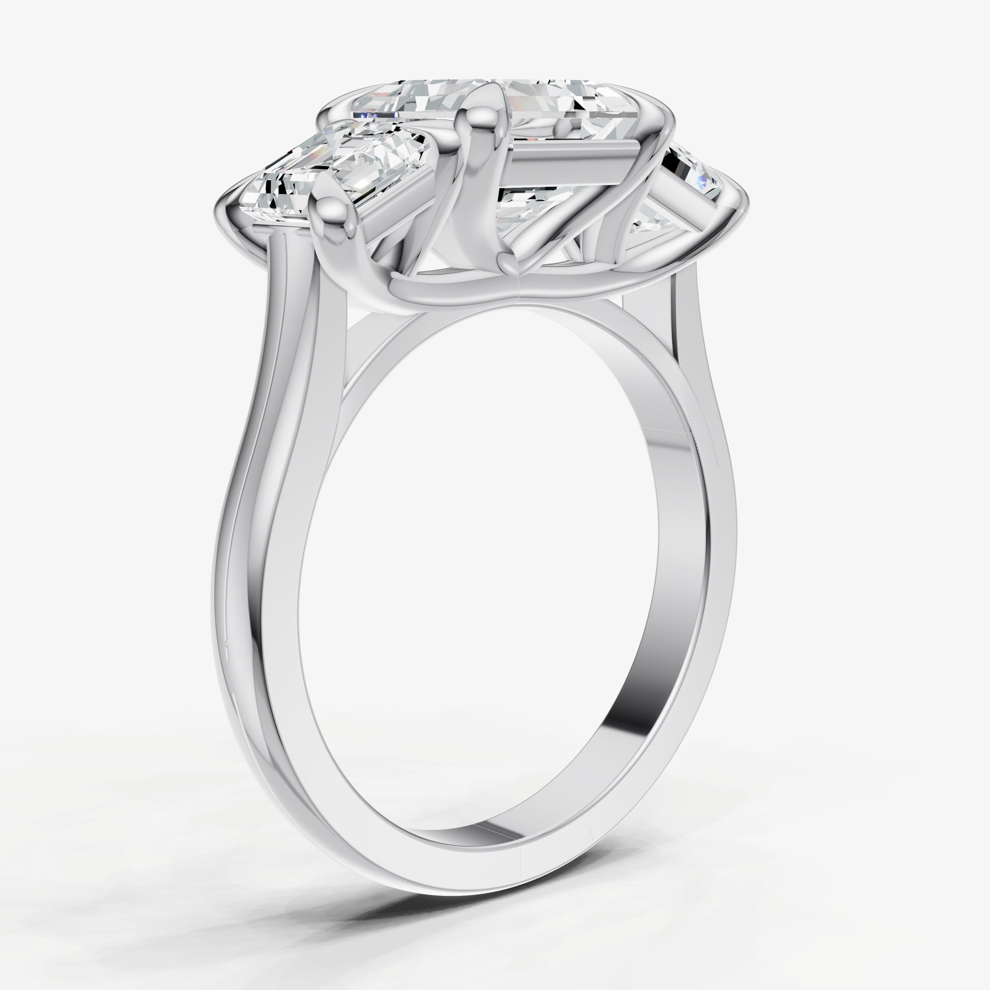 Asscher Trellis Three-Stone Engagement Ring with 0.80ct Side Stones