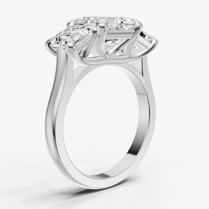 Asscher Trellis Three-Stone Engagement Ring with 0.80ct Side Stones