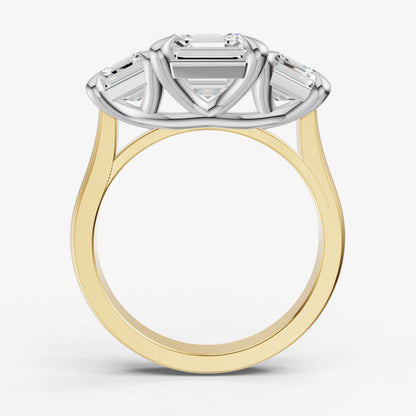 Asscher Trellis Three-Stone Engagement Ring with 0.80ct Side Stones